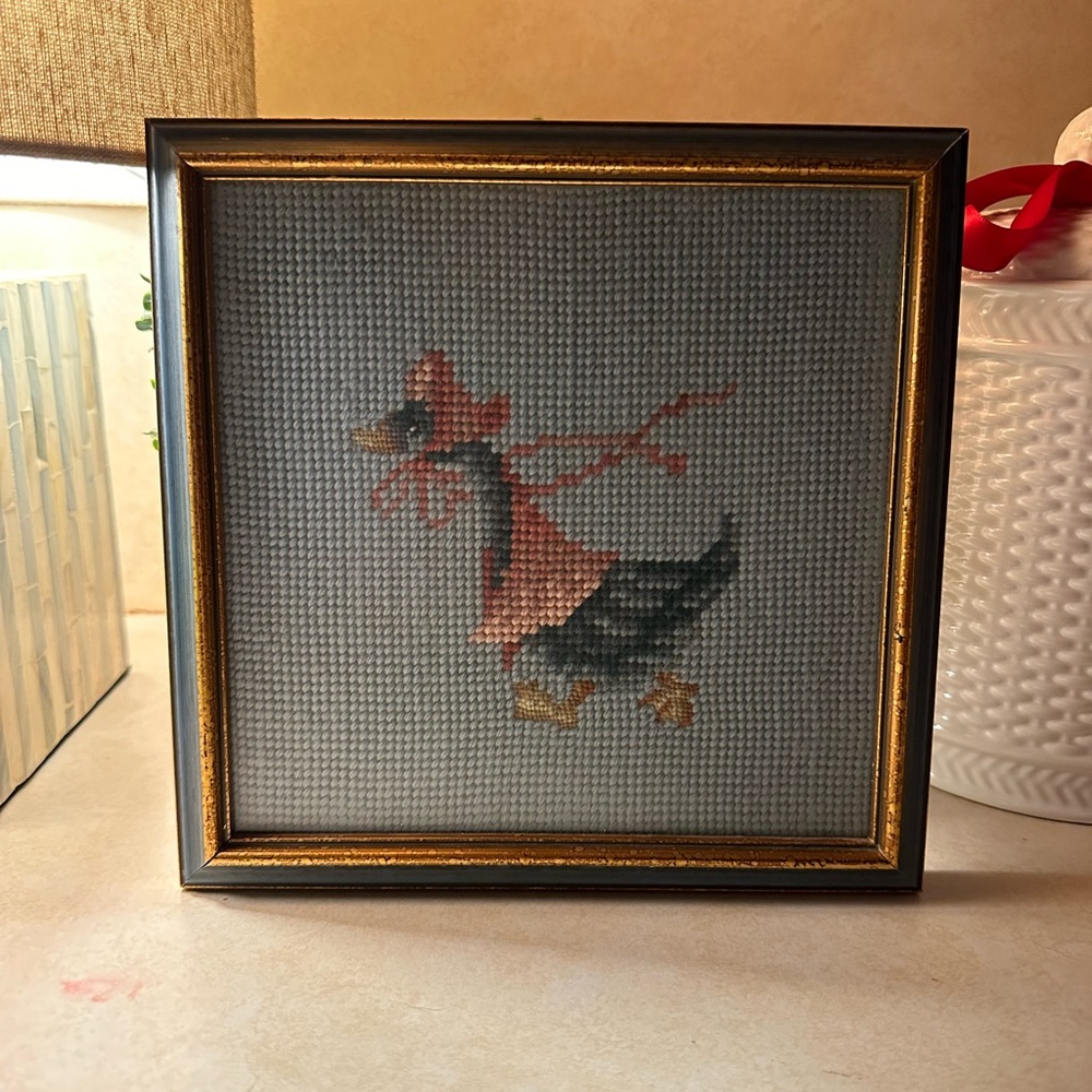 Goose Needlepoint Framed